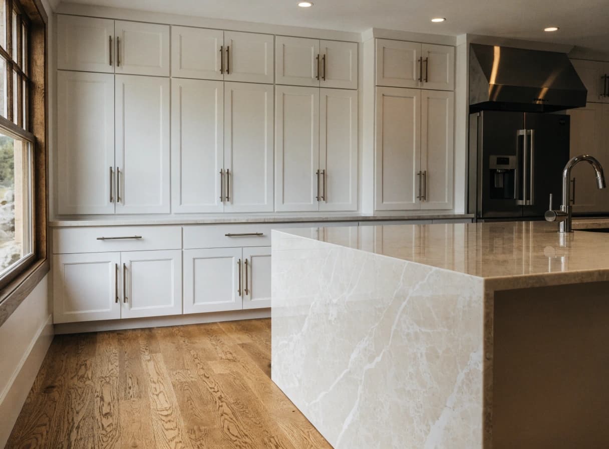 White Shaker kitchen with island