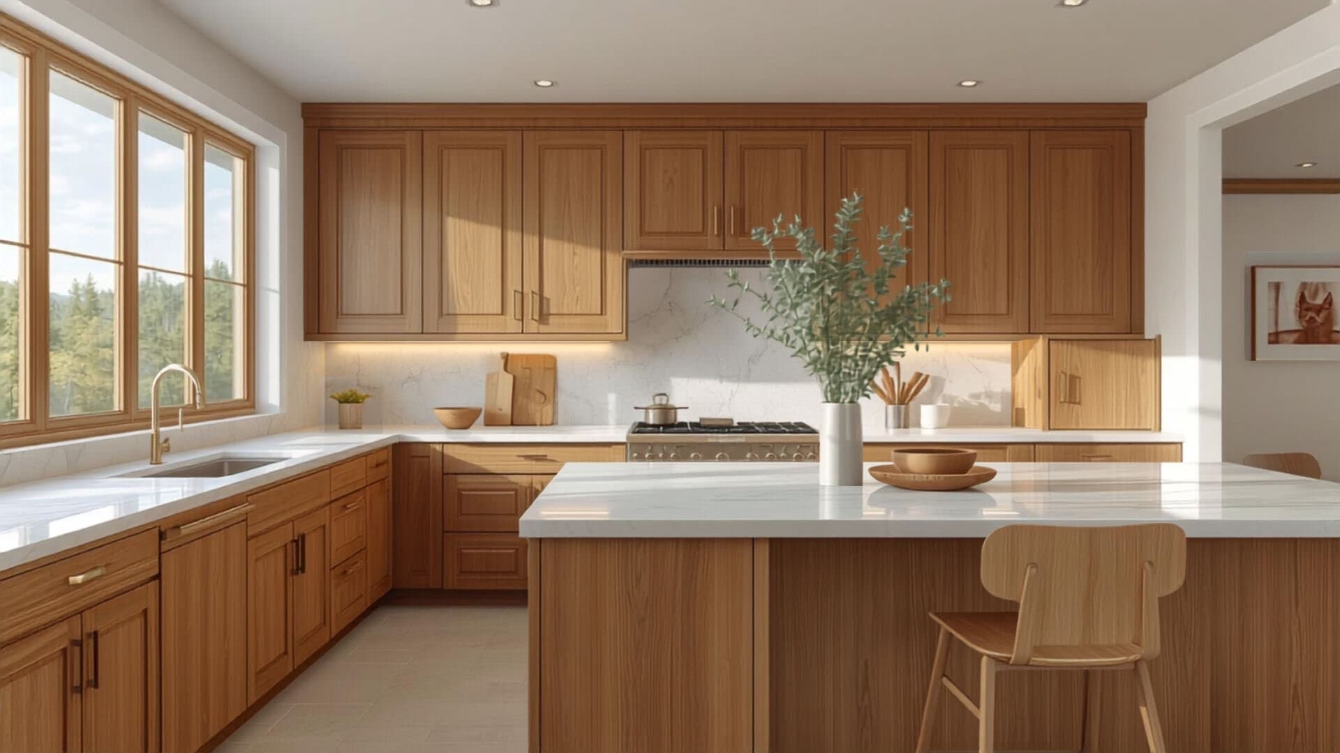 Oak-stained Shaker custom kitchen by Yampa Woodcrafters