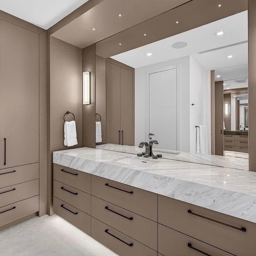 Floating vanity with marble counter