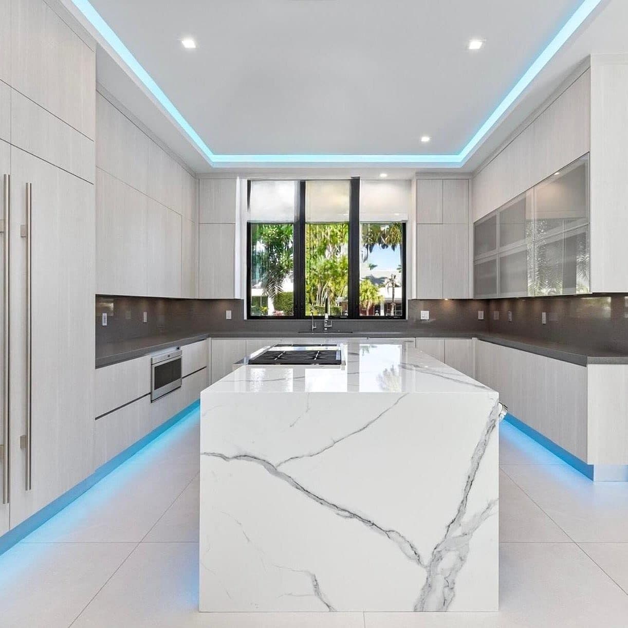 Melamine kitchen with LED accent lighting